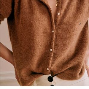 Sezane Gaspard Cardigan Sweater Jumper Camel Size Small